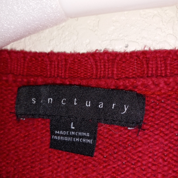 Women's sanctuary red/ cranberry sweater size large cotton and acrylic - Picture 4 of 6